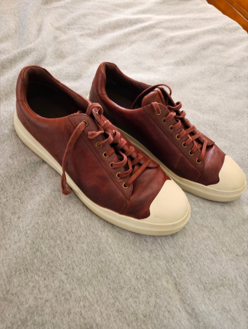 Men's Casual Leather Sneakers - Brown Size 11